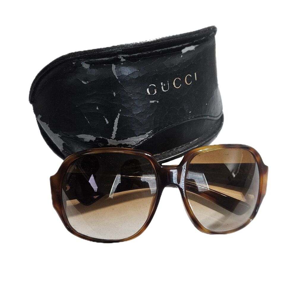 Gucci Oversized Tortoiseshell Sunglasses Brown Gradient Logo + Case GG 2948/S - Picture 10 of 10